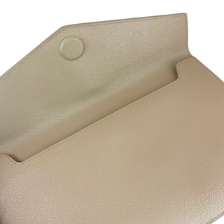Saint Laurent Beige Cassandre Envelope Clutch in Grain de Poudre Leather
