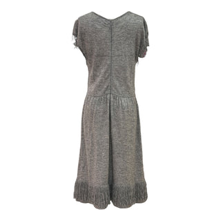 Chanel Grey Mohair Cashmere Fringe Midi Dress Size 42