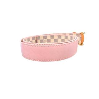 Louis Vuitton Pink Leather LV Initiales Reversible Damier Azur Belt 80/32