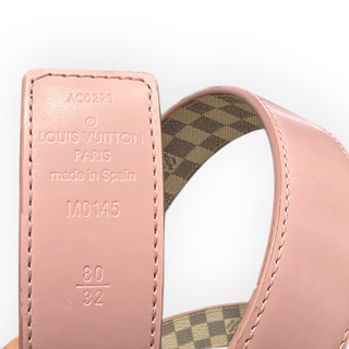 Louis Vuitton Pink Leather LV Initiales Reversible Damier Azur Belt 80/32