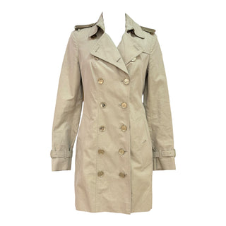 Burberry Metallic Beige Cotton Blend Double-Breasted Trench Coat