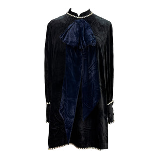 Gucci Black Velvet Crystal Embellished Bow Mini Dress
