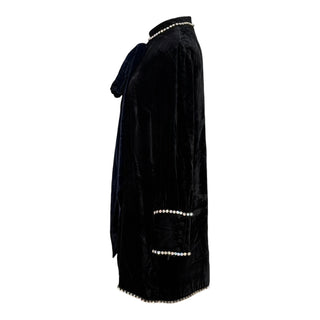 Gucci Black Velvet Crystal Embellished Bow Mini Dress