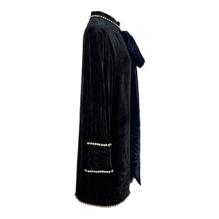 Gucci Black Velvet Crystal Embellished Bow Mini Dress