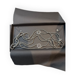 Chanel Grey Multi-Strand Faux Pearl CC Logo Necklace