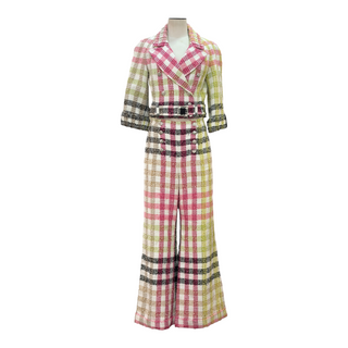 Chanel Multicolour Plaid Tweed Jacket & Wide-Leg Trouser Set