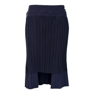 Chanel Navy Blue Pleated Midi Skirt Size 42