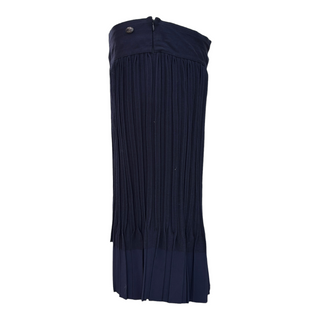 Chanel Navy Blue Pleated Midi Skirt Size 42