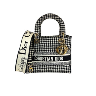 Christian Dior Black & White Houndstooth Small Lady D-Lite Bag