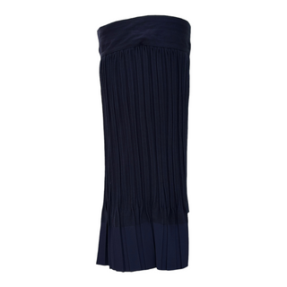 Chanel Navy Blue Pleated Midi Skirt Size 42