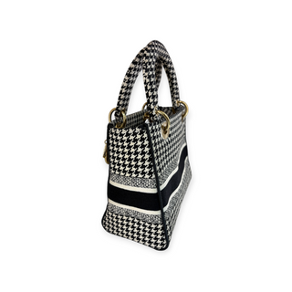 Christian Dior Black & White Houndstooth Small Lady D-Lite Bag