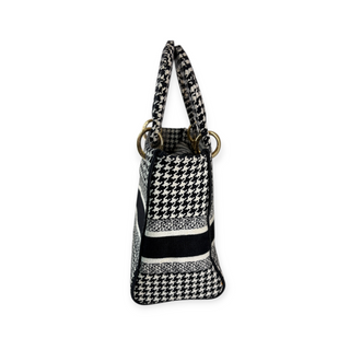 Christian Dior Black & White Houndstooth Small Lady D-Lite Bag
