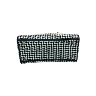 Christian Dior Black & White Houndstooth Small Lady D-Lite Bag