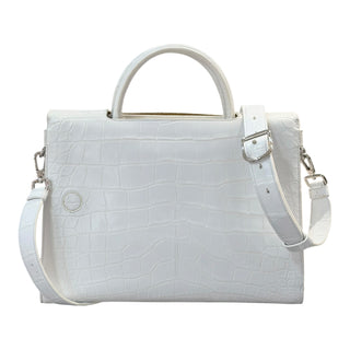 Christian Dior White Crocodile-Embossed Leather Large Diorever Bag