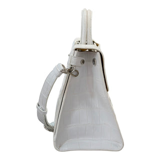Christian Dior White Crocodile-Embossed Leather Large Diorever Bag