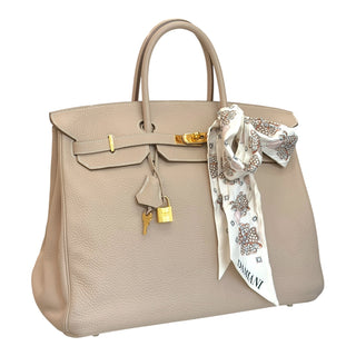 Hermès Birkin 40 Gris Tourterelle Togo Leather Bag with Gold Hardware