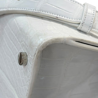 Christian Dior White Crocodile-Embossed Leather Large Diorever Bag