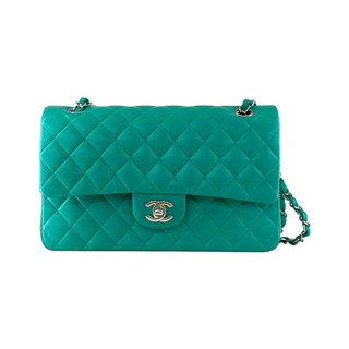 Chanel Green Quilted Lambskin Classic Double Flap Bag PHW