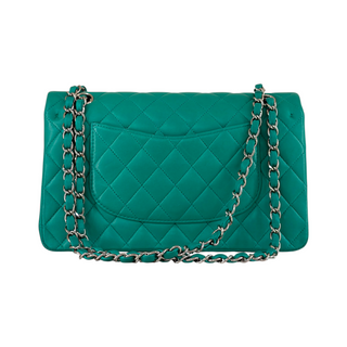Chanel Green Quilted Lambskin Classic Double Flap Bag PHW