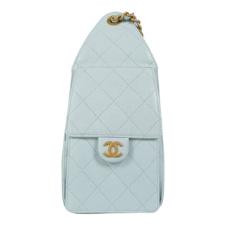 Chanel 25 Small Light Blue Quilted Caviar Leather Drawstring Bag Aged Gold Hardware 2025