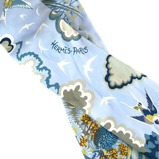 Hermès Blue Rewilding Nature Silk Twilly Scarf