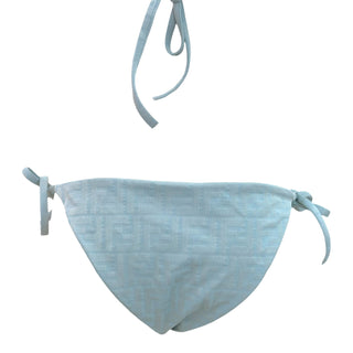 Fendi Reversible FF Logo Jacquard Triangle Bikini Set Brown Black Sky Blue IT 42