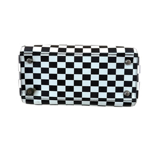 Christian Dior Black & White Checkered Calfskin Medium Lady Dior Bag