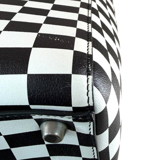 Christian Dior Black & White Checkered Calfskin Medium Lady Dior Bag