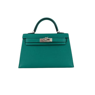 Hermès Vert Vertigo Epsom Leather Mini Kelly II 20 Palladium Hardware