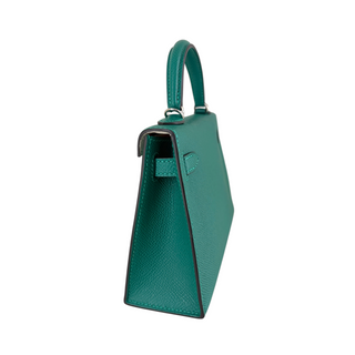Hermès Vert Vertigo Epsom Leather Mini Kelly II 20 Palladium Hardware