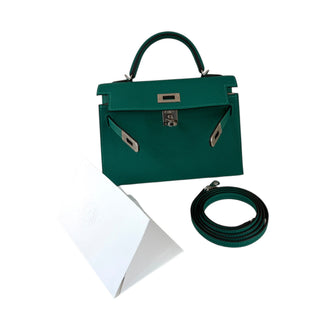 Hermès Vert Vertigo Epsom Leather Mini Kelly II 20 Palladium Hardware