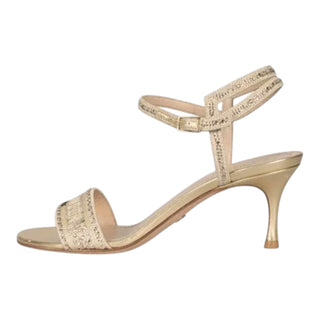 Christian Dior Gold J'Adior Crystal Embellished Slingback Kitten Heel Sandals