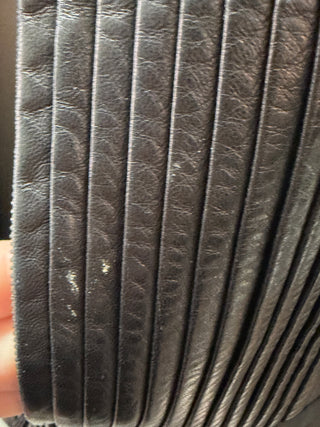 Chanel Black Lambskin Leather Pleated Ruffle Jacket FR 36