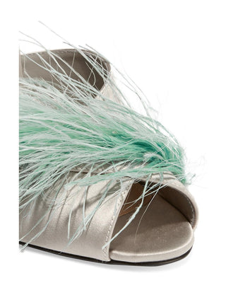 Prada Feather-Trimmed Satin Mules