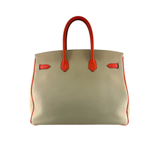 Hermès Birkin 35 Two-Tone Grey Beige & Orange Togo Leather Gold Hardware