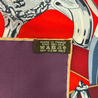 Hermès Multicolour Equestrian Patchwork Silk Carré Scarf 90cm