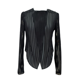 Christian Dior Black Sheer Mesh Stripe Longline Cardigan