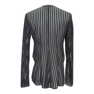 Christian Dior Black Sheer Mesh Stripe Longline Cardigan