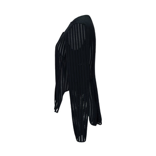 Christian Dior Black Sheer Mesh Stripe Longline Cardigan