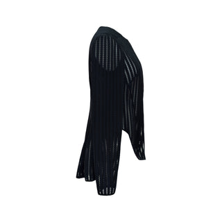 Christian Dior Black Sheer Mesh Stripe Longline Cardigan