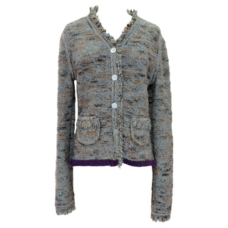 Chanel Gray Fantasy Tweed Knit Cardigan