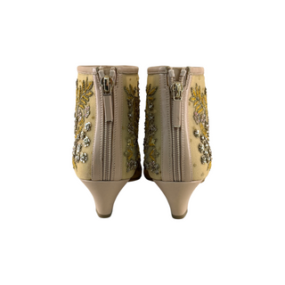 Christian Dior Beige Dioreve Embellished Tulle & Leather Comma Heel Ankle Boots