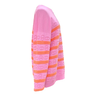 Hermès Pink & Coral Orange H Lift Intarsia Cashmere Sweater