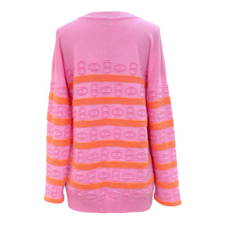 Hermès Pink & Coral Orange H Lift Intarsia Cashmere Sweater