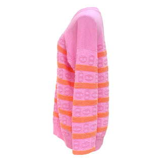 Hermès Pink & Coral Orange H Lift Intarsia Cashmere Sweater