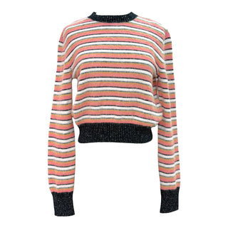 Chanel Pink Striped Alpaca-Blend Metallic Knit Sweater