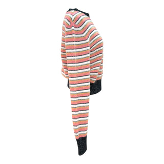 Chanel Pink Striped Alpaca-Blend Metallic Knit Sweater