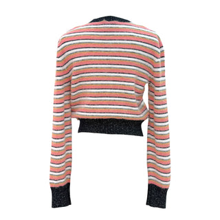Chanel Pink Striped Alpaca-Blend Metallic Knit Sweater