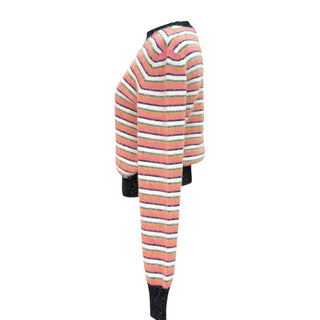 Chanel Pink Striped Alpaca-Blend Metallic Knit Sweater