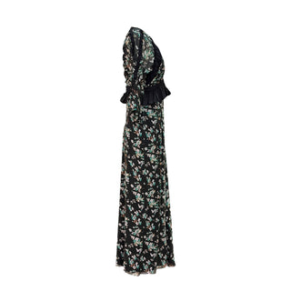Christian Dior Black Floral Ruffle Maxi Dress